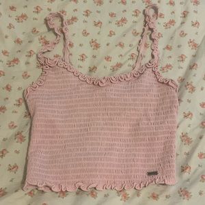 pink ruffle hollister tank top